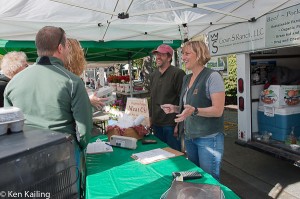 Jennifer and Louis sell their organic, grass-fed meat and pastured organic eggs at several local farmers markets.