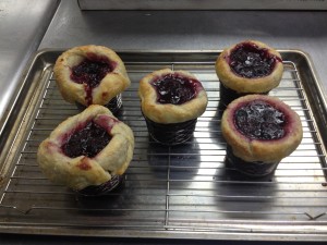 Mini blackberry pies made for the Moonshadow Cafe