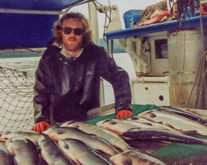 Pete and the day's catch, late 1980s.