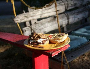 Mushroom burger at a summer potluck