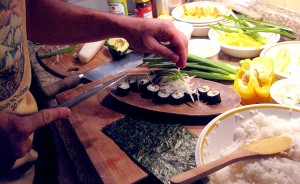 Making sushi with friends