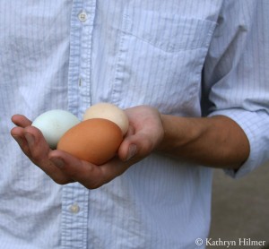 Ian with eggs from our friends' chicken coop
