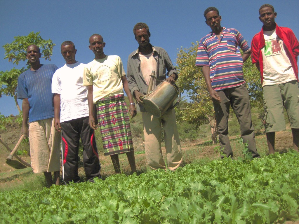 Jama and staff on his farm in Darey Mane