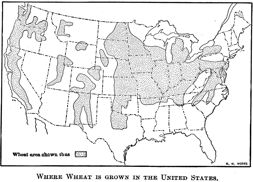 Where wheat was grown in the US in 1840-1860