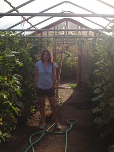Kate McLean discovers giant tomato plants in the green house.