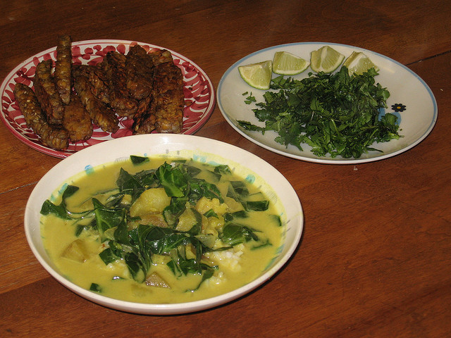 Spicy Coconut Sweet Potato Soup with Collard Greens