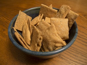 Einkorn crackers with Mrs. Dash garlic and herb spice mix