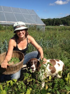 Kate and friend picking beans.