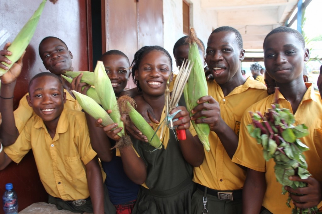 Students in the Back-to-School Garden initiative in Grand Bassa county, Liberia