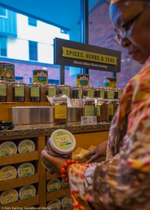 The bulk section opens with herbs, spices, and teas.