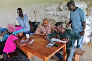 Local processor Fabrar Liberia purchases 100 bags of rice from farmers in Lofa County, Liberia.