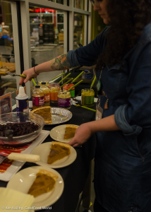 Sampling Whole Foods' scratch-baked pumpkin pie.