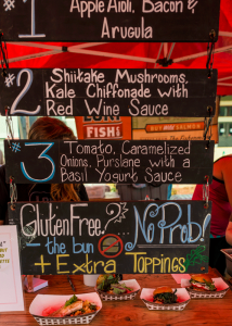 Loki menu board at the farmers market.